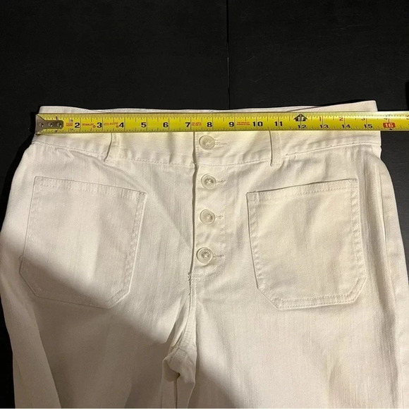 Lauren Ralph Lauren White Wide Leg Jeans Pants Sz 8 High Waisted Button Fly - Picture 10 of 13